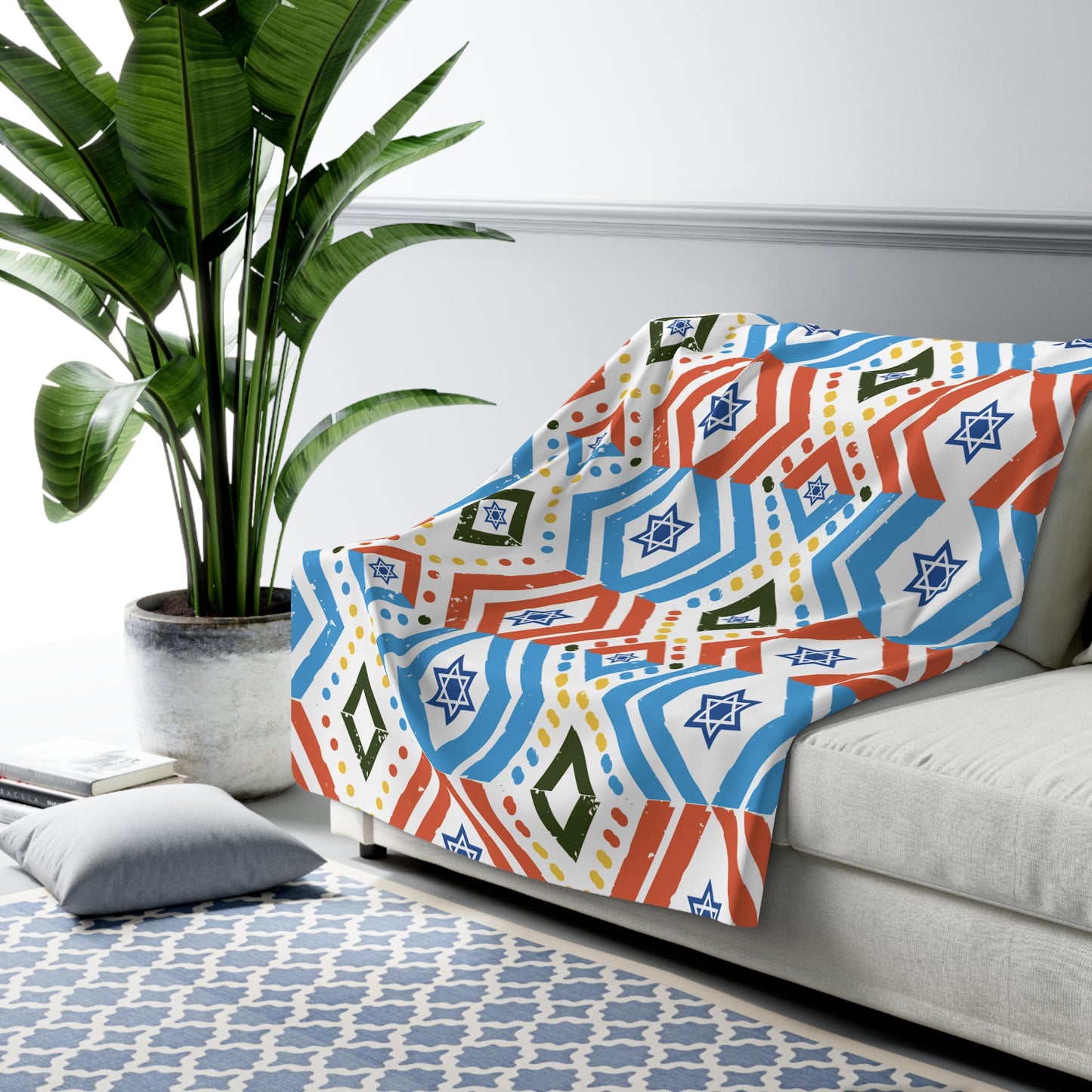 Fun, Bold and Jewish - Sherpa Fleece Blanket - by Far Out Prints & Co.