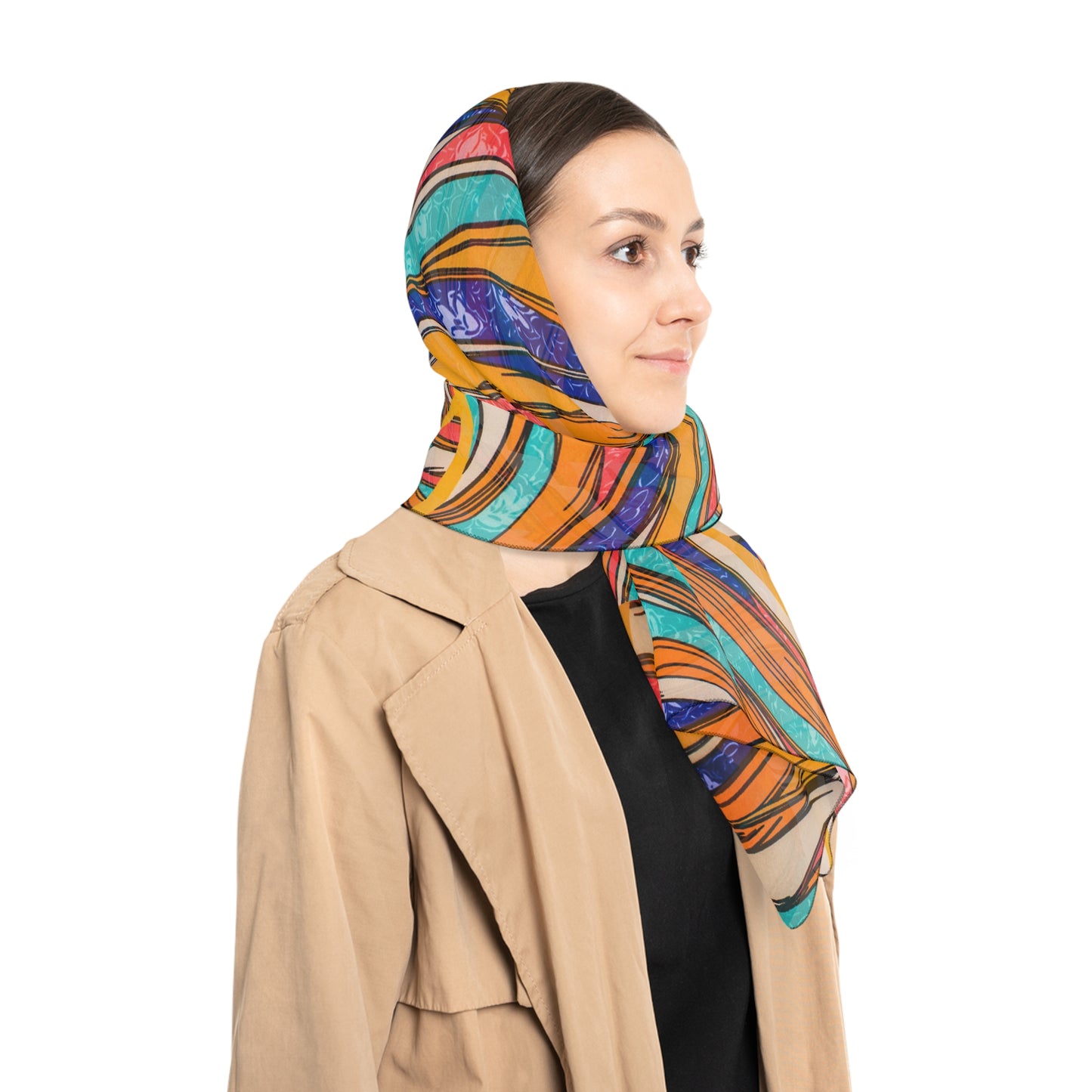 Marble Design Colourful Mixed Color Themed for Winter | Poly Scarf | by Far Out Prints & Co