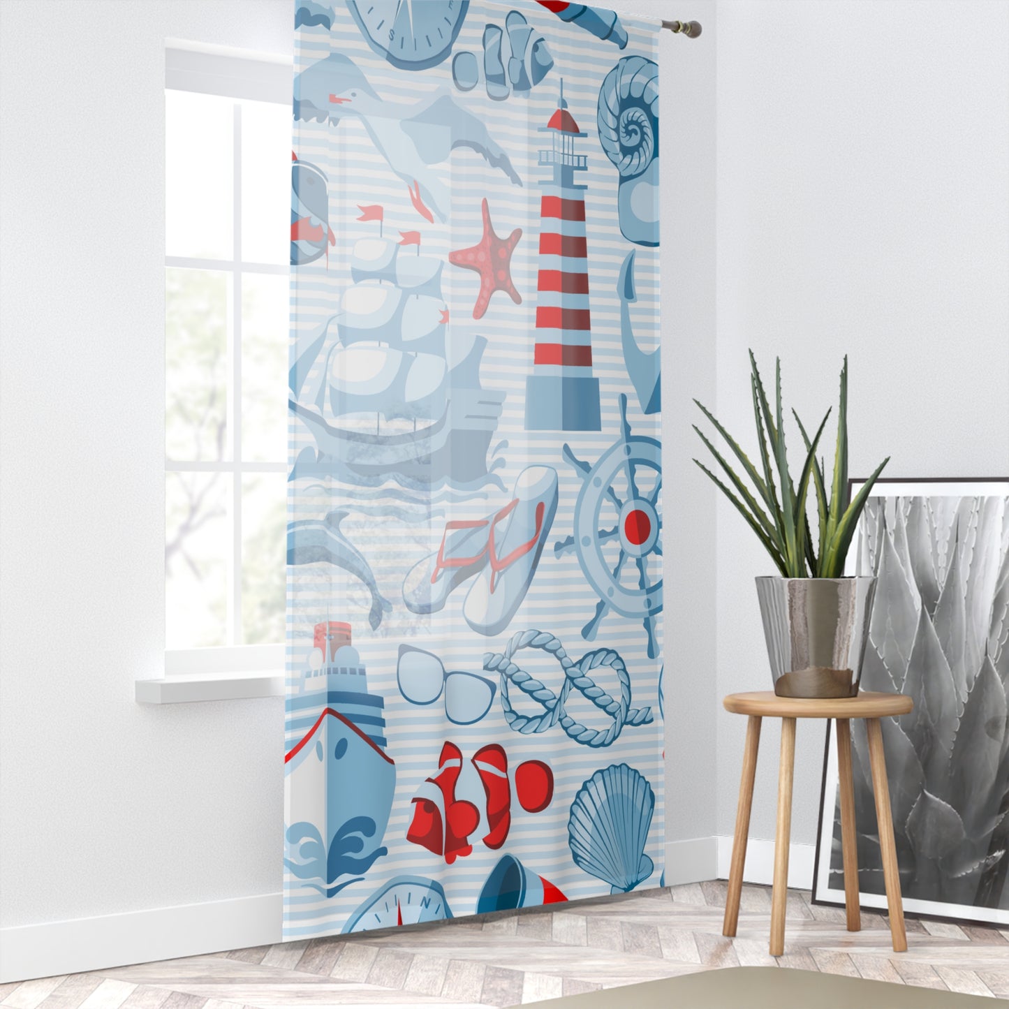 Day At The Beach Ocean Marin Designs | Premium Window Curtain | by Far Out Prints & Co.