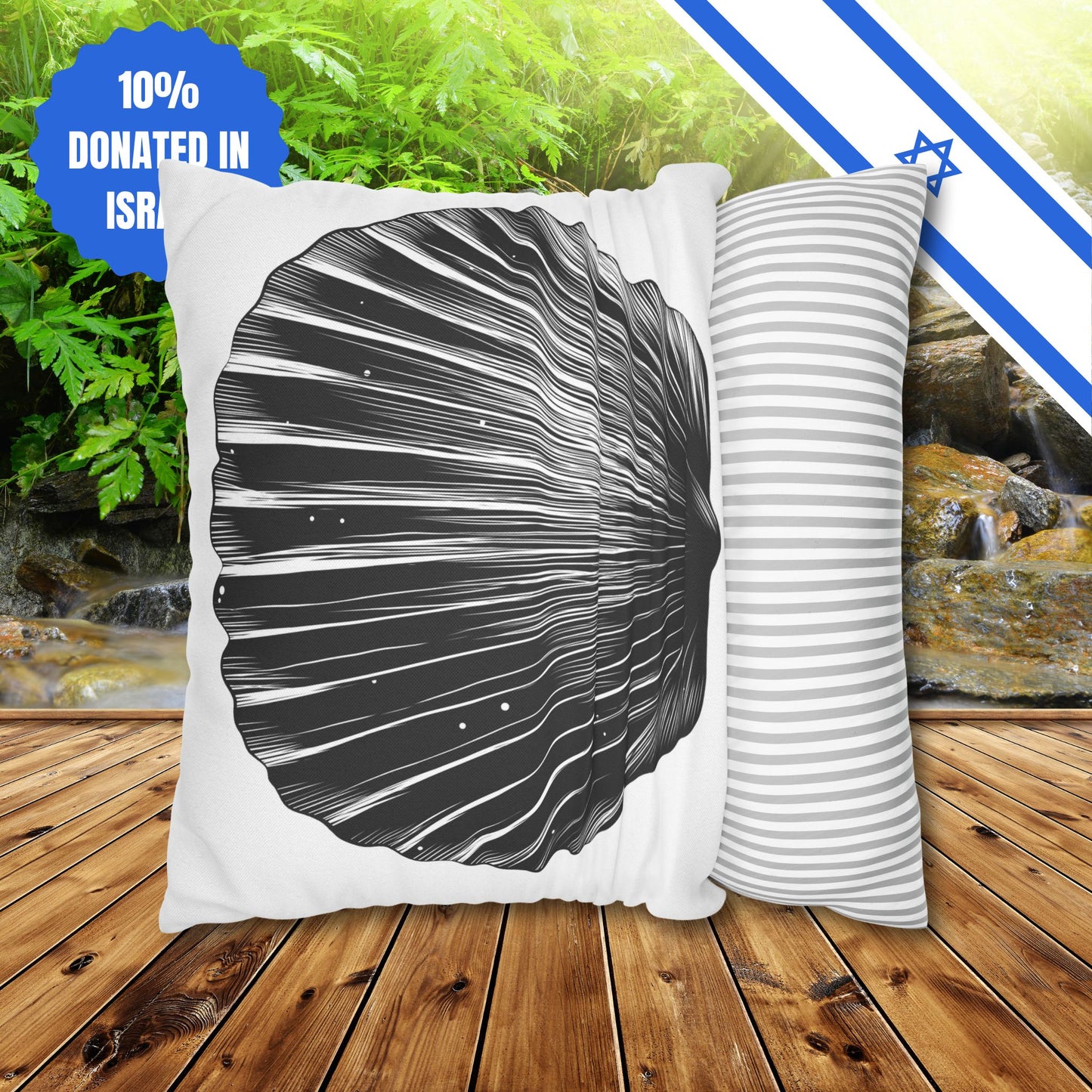 Square Pillowcase Gift Present Him Her His Her Adult Kid Home Decor House Couch Sofa Marine Ocean Conservation Lover Sea Shell Black White