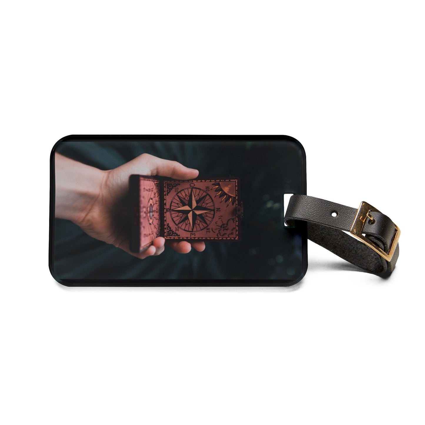 Mans' Search For Meaning Compass | Premium Acrylic and Leather Luggage Tag | by Far Out Prints & Co