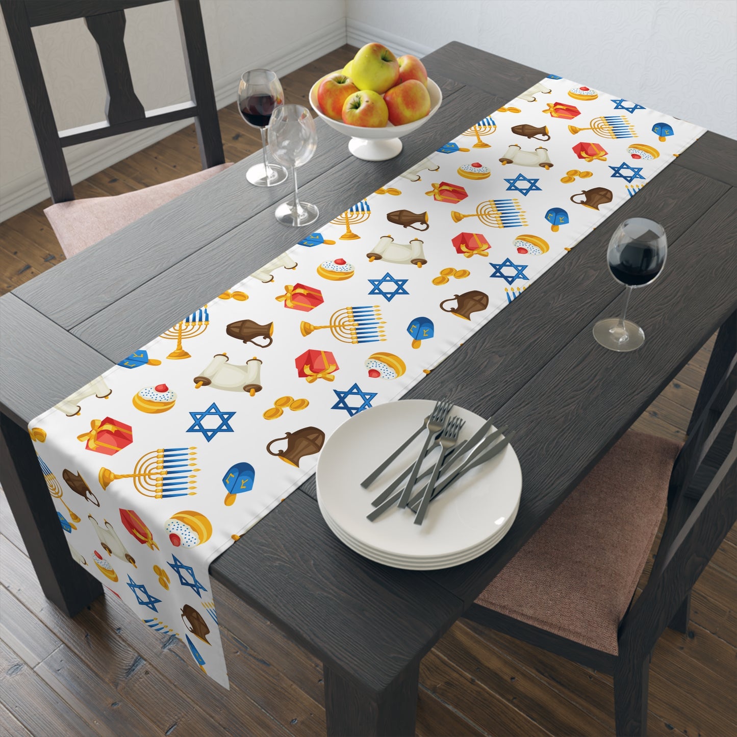 Hannukah Hanuka Hanukkah Chanukah Chanuka Chanukkah Channukah Chanukka 3 | Jewish Holiday Themed | Table Runner