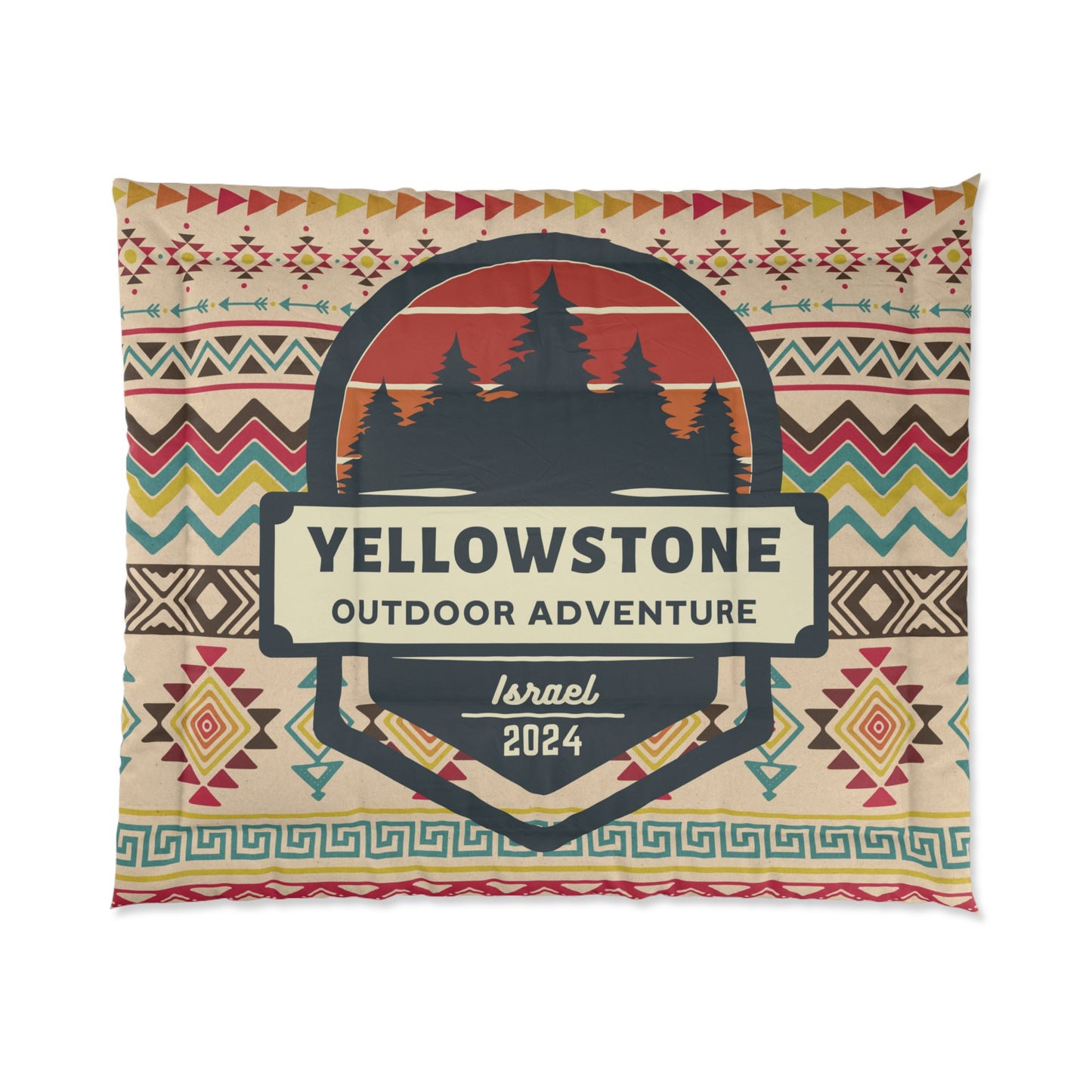 Yellowstone Outdoor Adventure Azteca Comforter by Far Out Prints & Co.