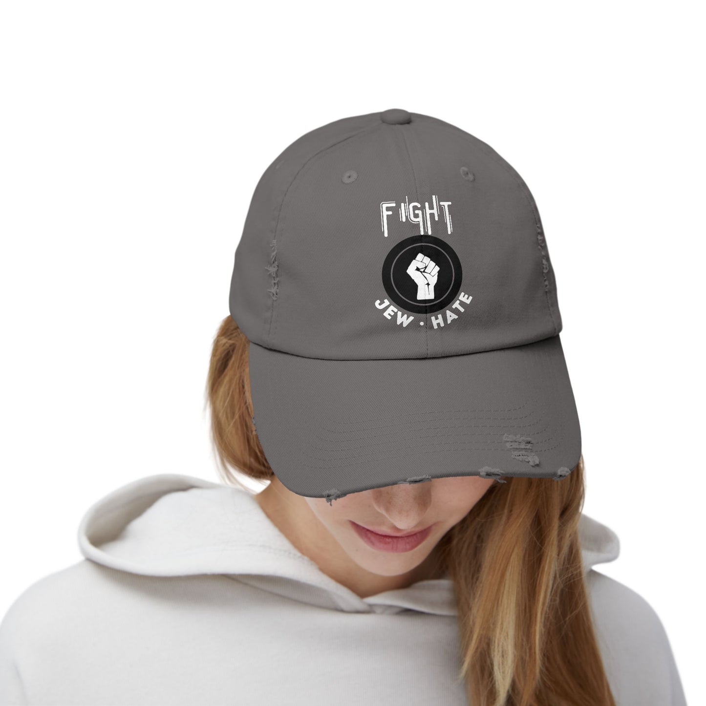 Fight Jew Hate - Unisex Distressed Cap Hats - Jewish Judaism Israel Israeli Zionist Zionism Stand With Us Fight Hate - Far Out Prints & Co.