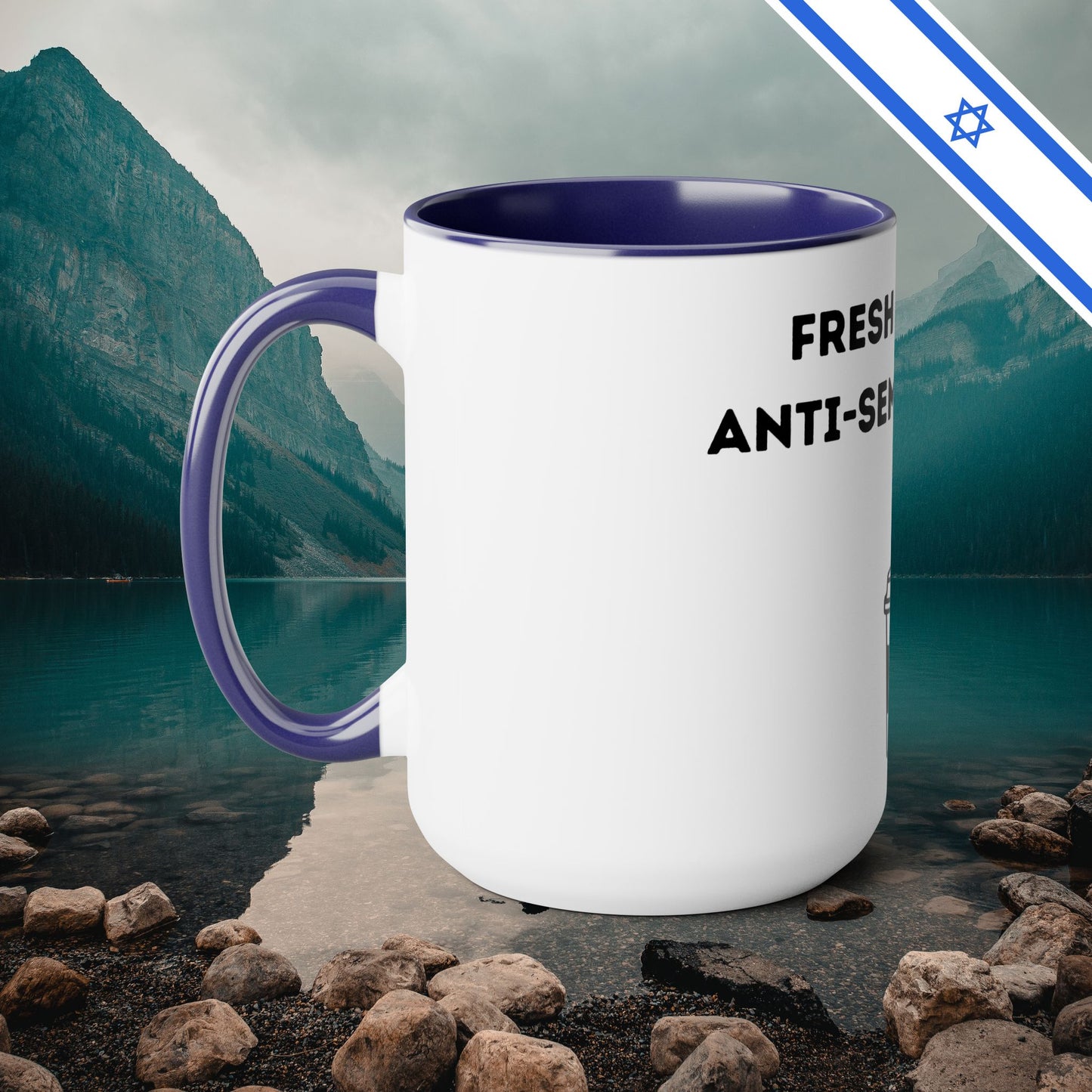 Fresh Brew of anti-Semitic Tears - Two-Tone Coffee Mugs, 15oz - Cafe Lovers - Far Out Prints & Co.