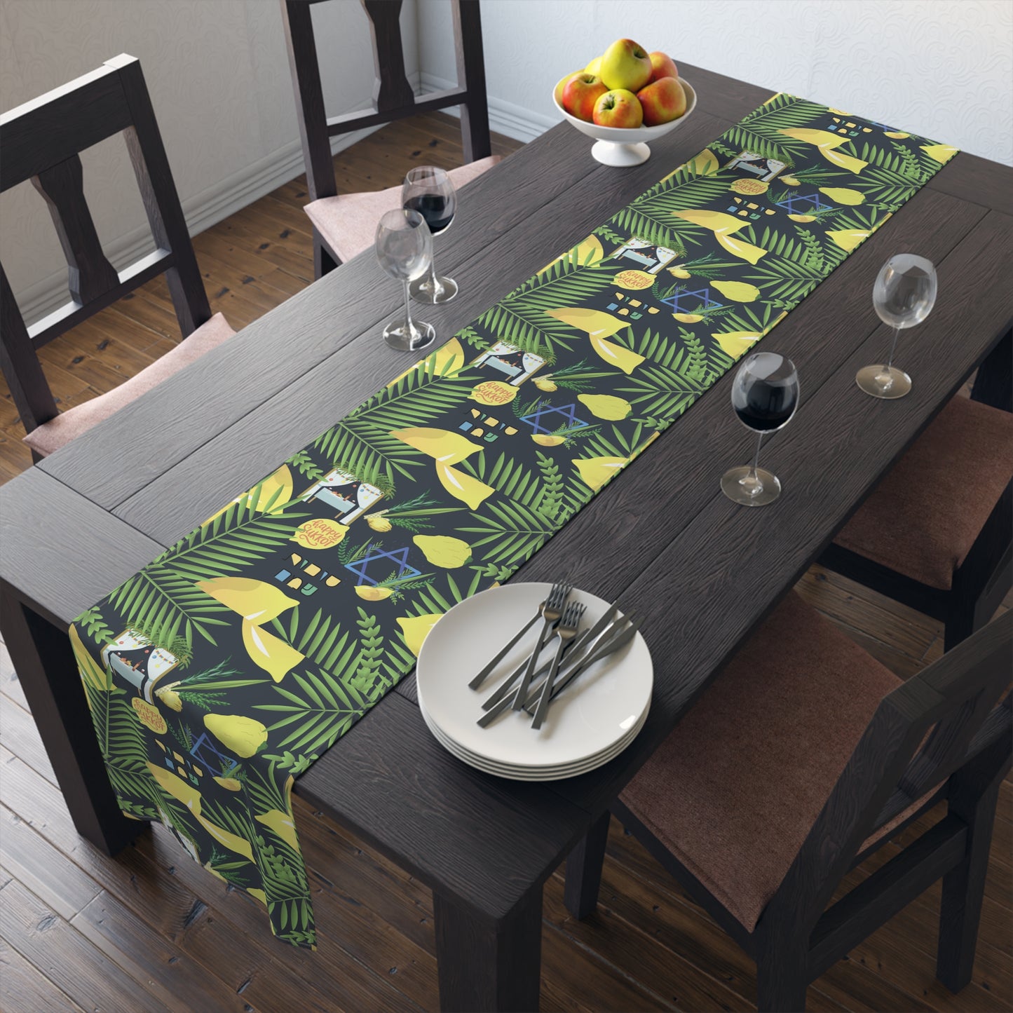 Sukkot Sukkoth Succot Succoth Sukkos Sukkus Sukkoth Sukot Sucot Jewish Table Runner Israel Israeli Hebrew Judaism Holiday Table Runner