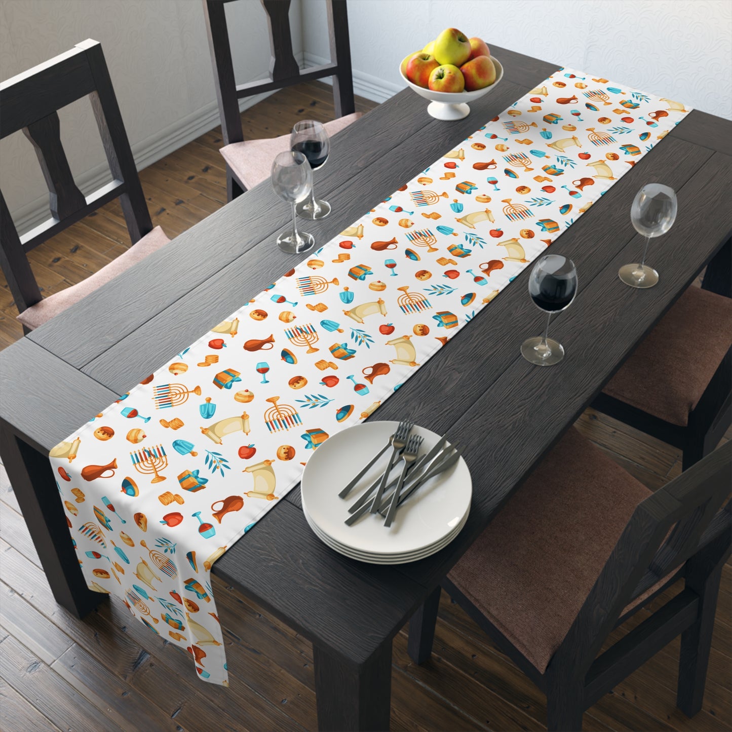 Hannukah Hanuka Hanukkah Chanukah Chanuka Chanukkah Channukah Chanukka 2 | Jewish Holiday Themed | Table Runner