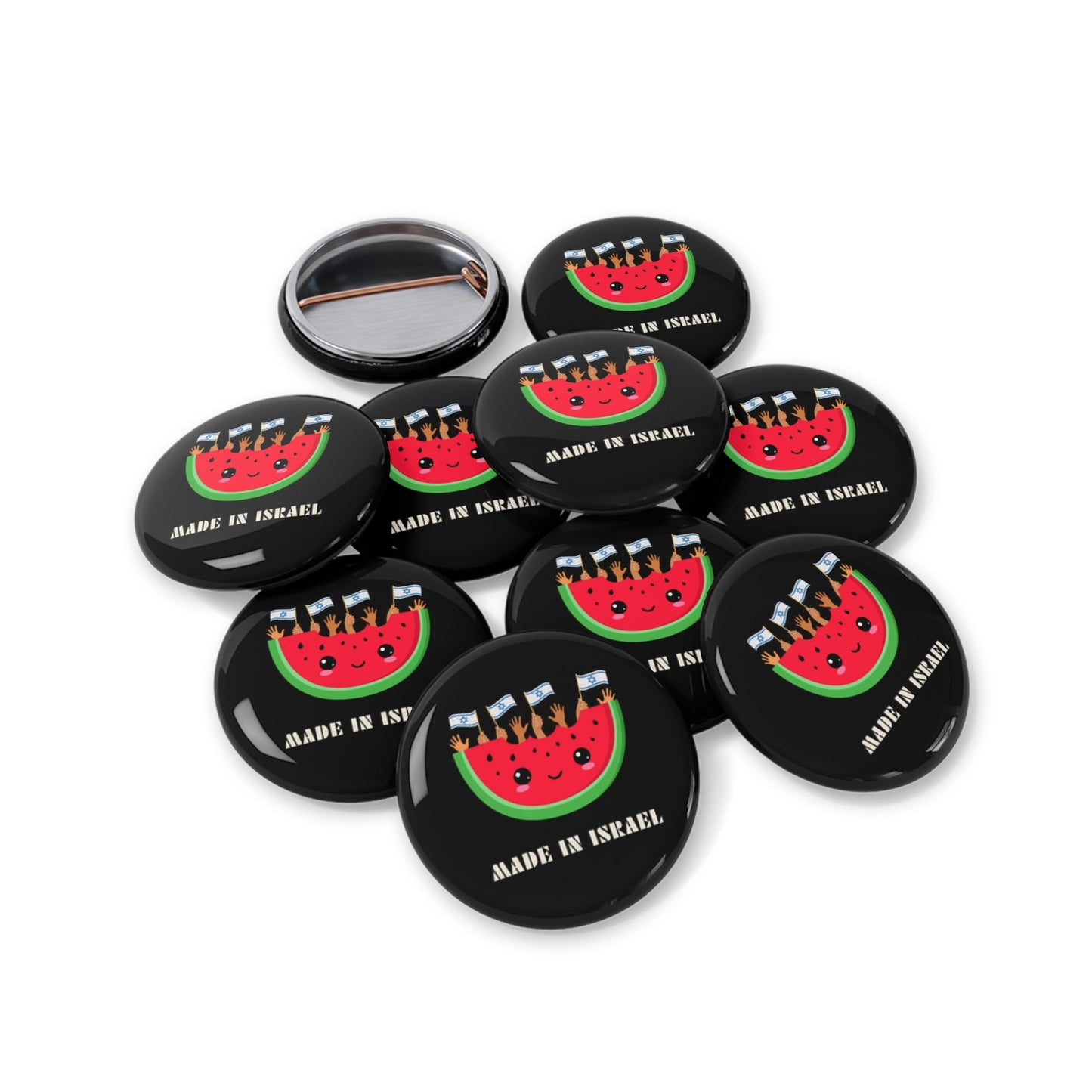 Made in Israel Watermelon - Pin Buttons Pins - Israel Israeli Jewish Judaism Judaica - by Far Out Prints & Co.