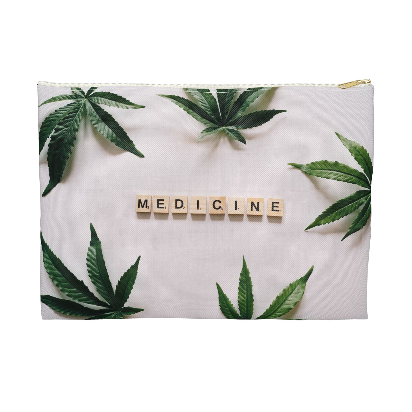 Medicine Cannabis Pattern - Accessory Pouch White - Stoner Cannabis Weed Jewish Israeli Israel - by Far Out Prints & Co.