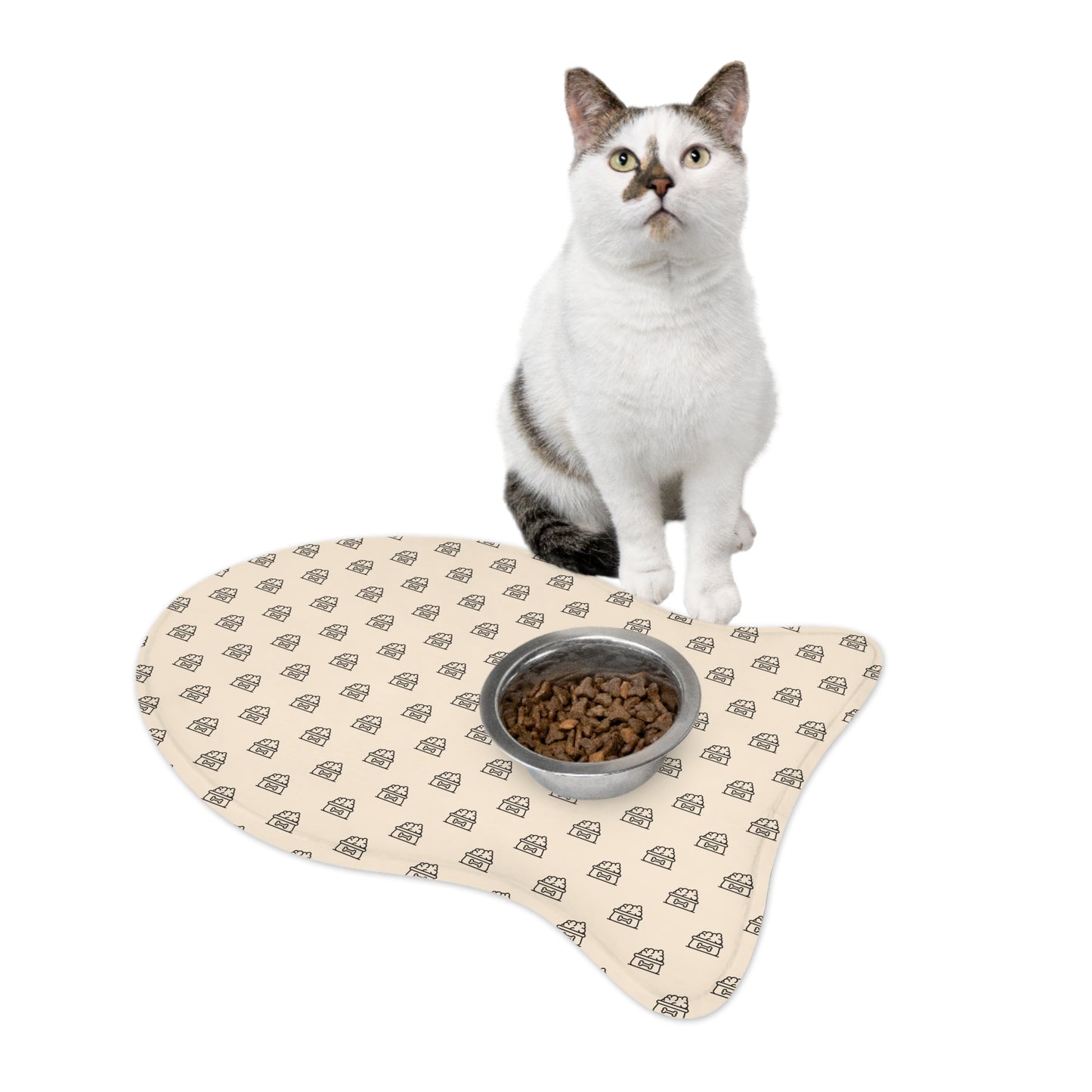 Dogs and Cats Bowls Pattern Black - Pet Feeding Mats - Pets Present Feeding Gift Animal Lovers Gifts Him Her Dog Cat Presents Animals