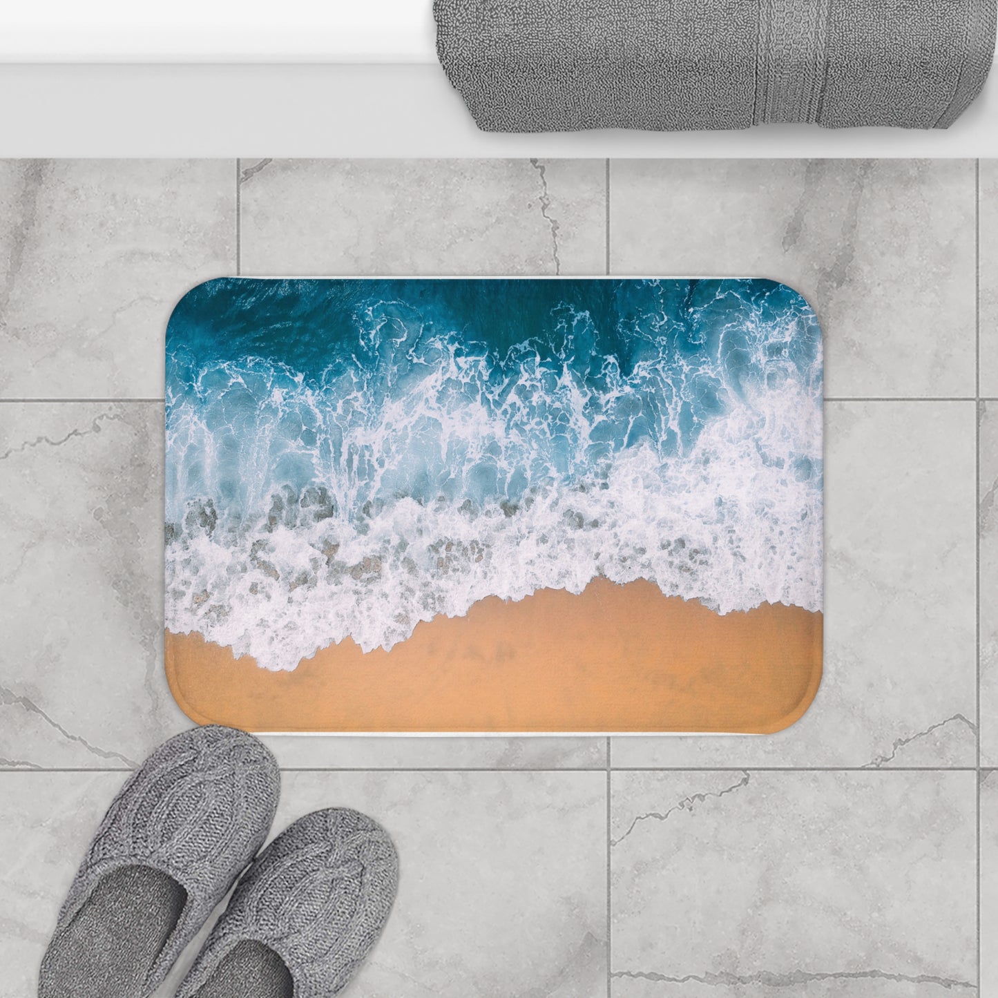 Beach Themed Bath Mat - Custom Designed Photo Print - by Far Out Prints & Co.