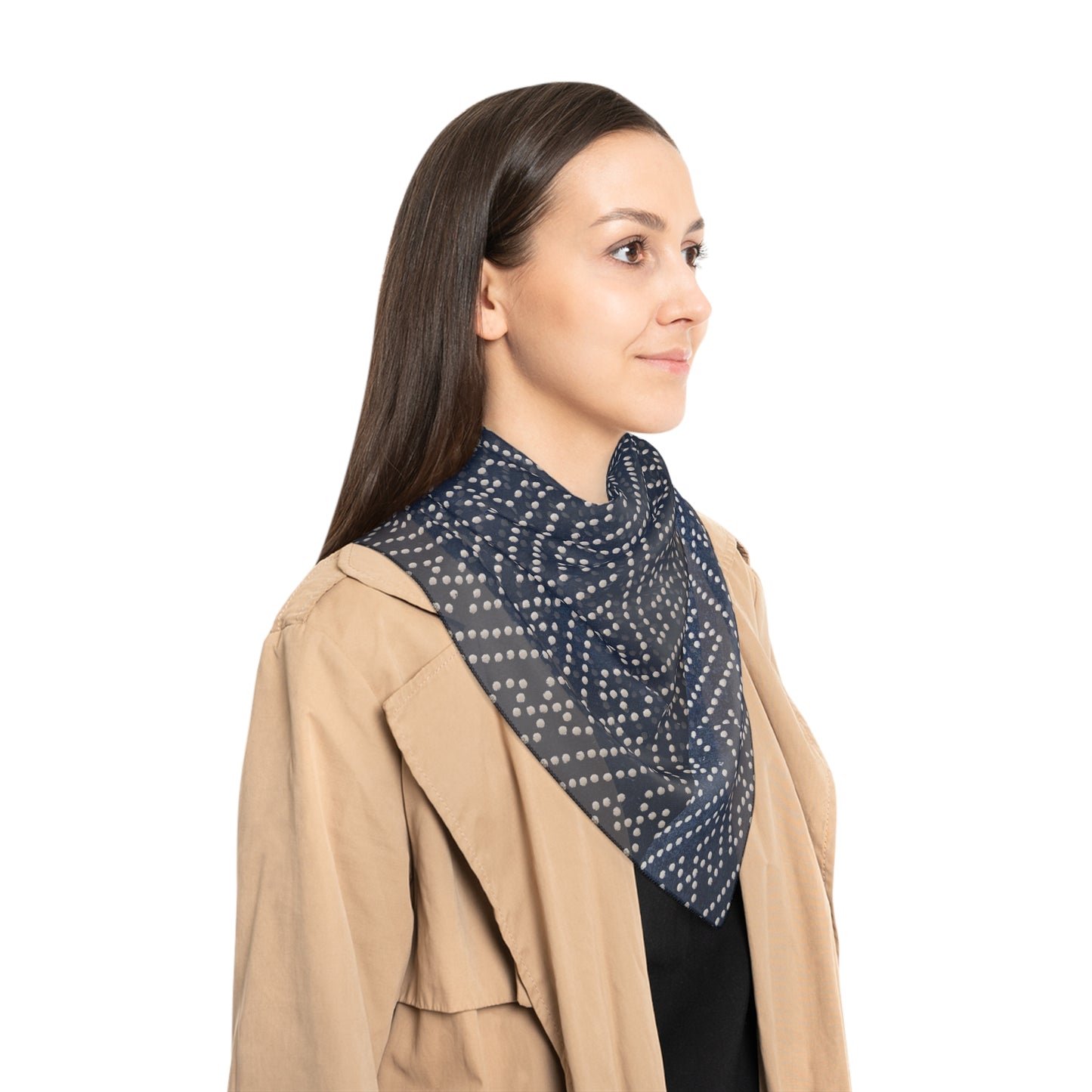 Classic White Polka Dots and Dark Blue Background | Jewish Judaism Judaica Israel Israeli Art | Poly Scarf | by Far Out Prints & Co