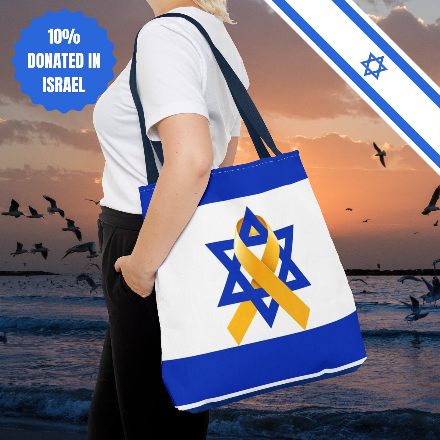 Israeli Hostages Flag Tote Bag Israel Flag Yellow Ribbon Tote Bag Bring Them Home Gift Jewish Present Judaism Totes Judaica Tote Bag Gift