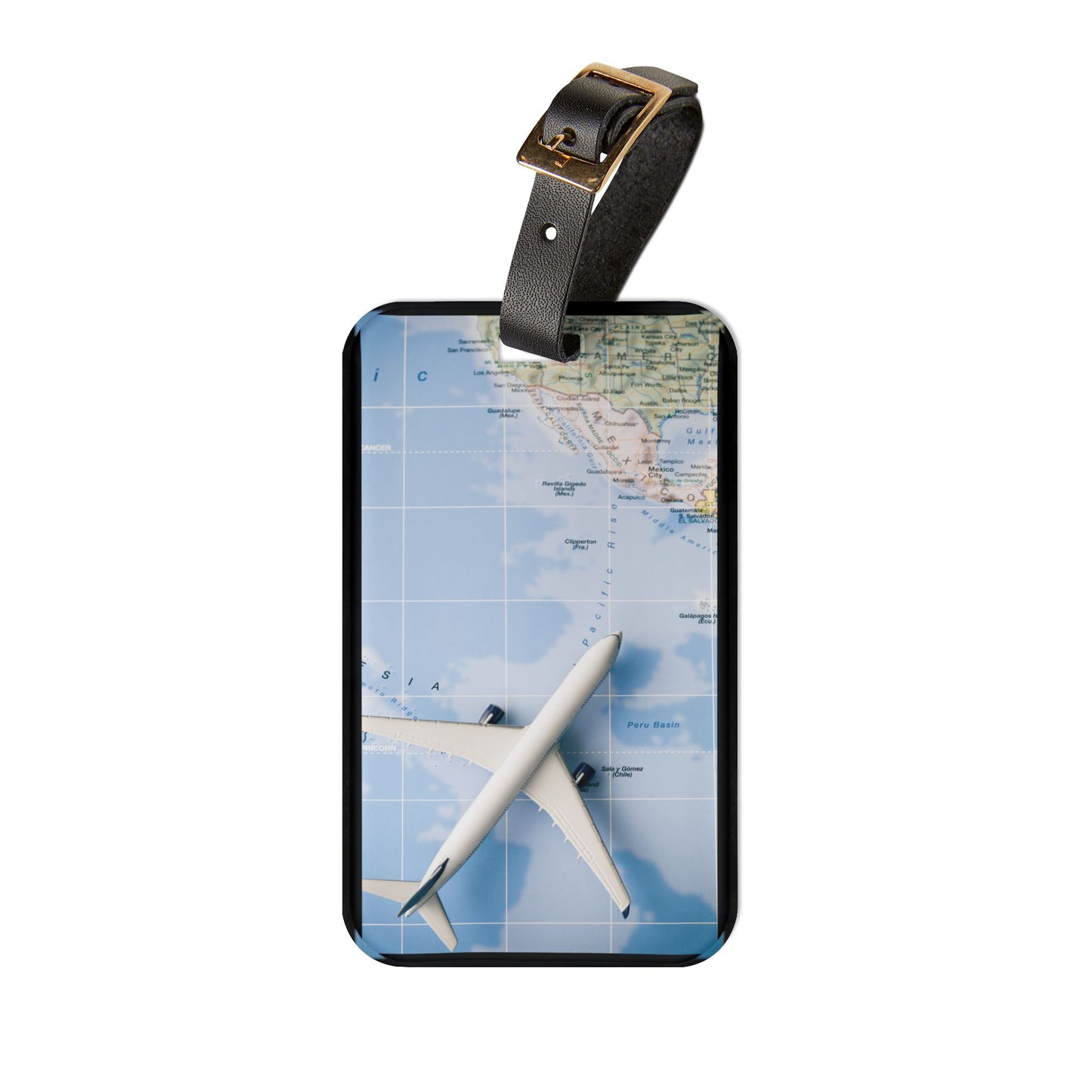 Plane World Map Premium Acrylic and Leather Luggage Tag | by Far Out Prints & Co