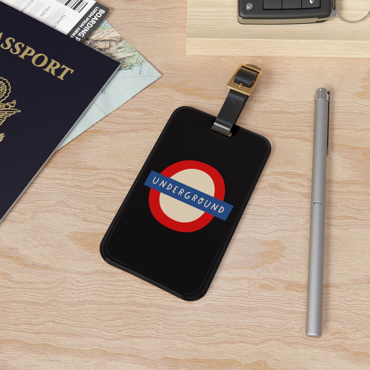 London Underground | Premium Acrylic and Leather Luggage Tag | by Far Out Prints & Co