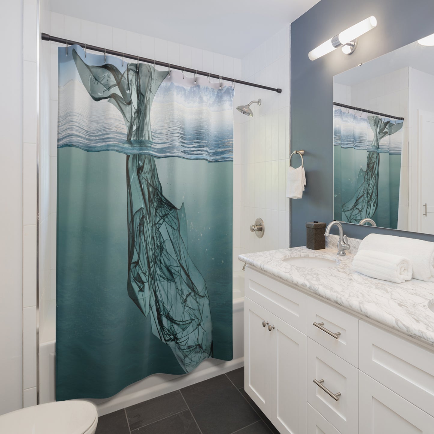 Shower Curtains: Marine Life Inspired, Whale Digital Print for Bathroom Decor - Ideal Gift for Sea Lovers