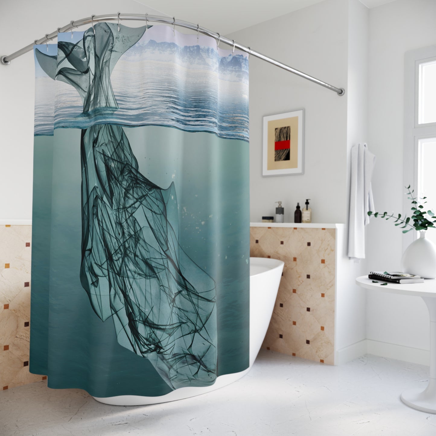 Shower Curtains: Marine Life Inspired, Whale Digital Print for Bathroom Decor - Ideal Gift for Sea Lovers