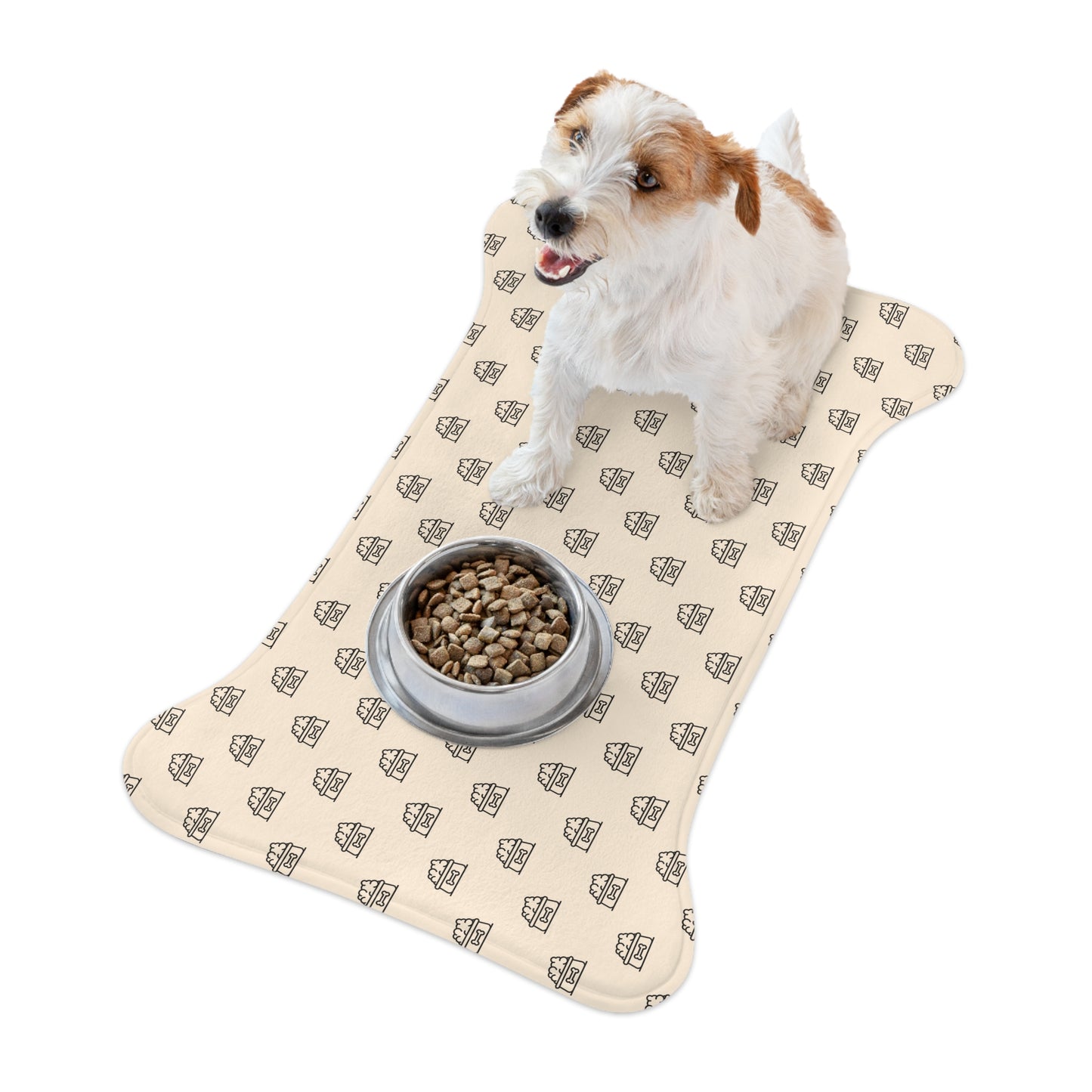 Dogs and Cats Bowls Pattern Black - Pet Feeding Mats - Pets Present Feeding Gift Animal Lovers Gifts Him Her Dog Cat Presents Animals