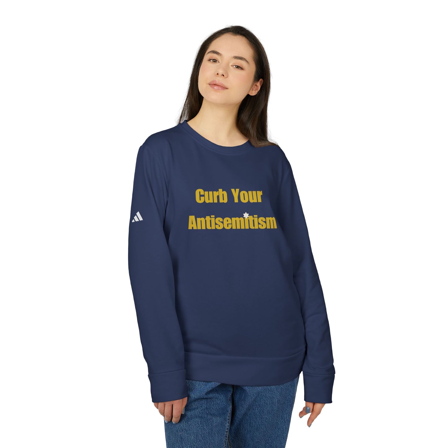 Curb Your Antisemitism Sweatshirt Personalised Customised Israeli Unisex Fleece Crewneck Sweatshirt Jewish Gift Israel Present Stand With Us
