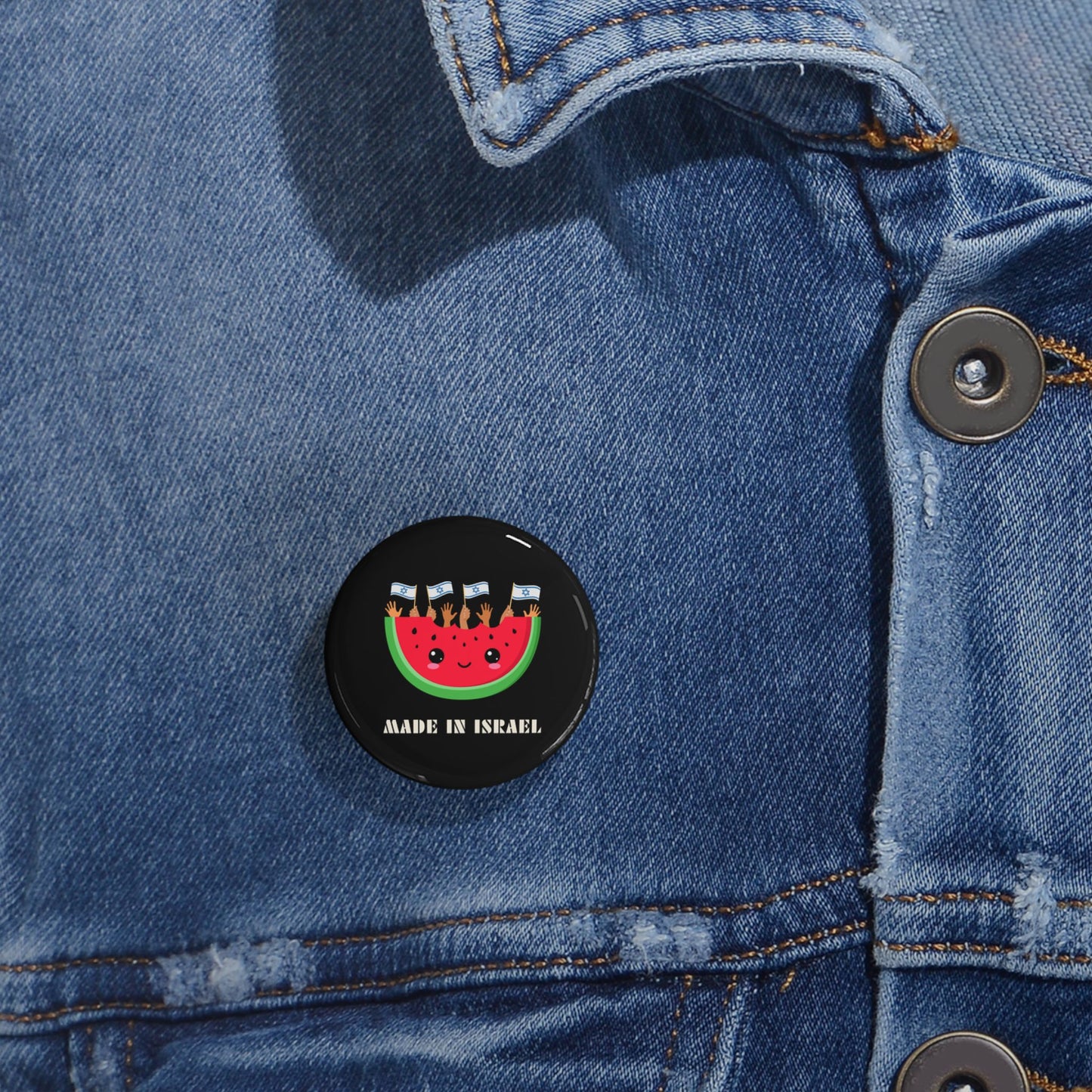 Made in Israel Watermelon - Pin Buttons Pins - Israel Israeli Jewish Judaism Judaica - by Far Out Prints & Co.