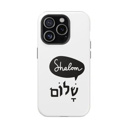 Shalom MagSafe Tough Phone Cases - Hebrew Israel Israeli Jewish Judaism Judaica - by Far Out Prints & Co.
