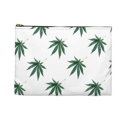Marijuana Pattern - Accessory Pouch White - Embrace Hebrew Slang - Stoner Cannabis Weed Jewish Israeli Israel - by Far Out Prints & Co.