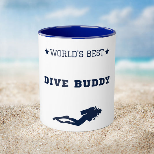 Worlds Best Dive Buddy | Scuba Life | Scuba Diving Lovers | Accent Mugs, 11oz | by Far Out Prints & Co