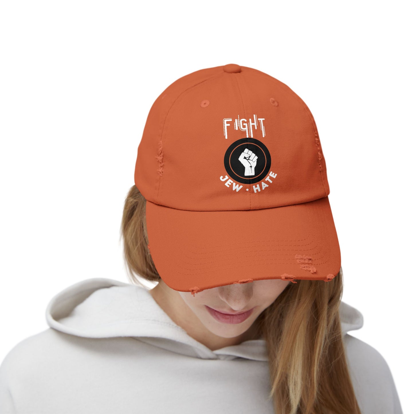Fight Jew Hate - Unisex Distressed Cap Hats - Jewish Judaism Israel Israeli Zionist Zionism Stand With Us Fight Hate - Far Out Prints & Co.