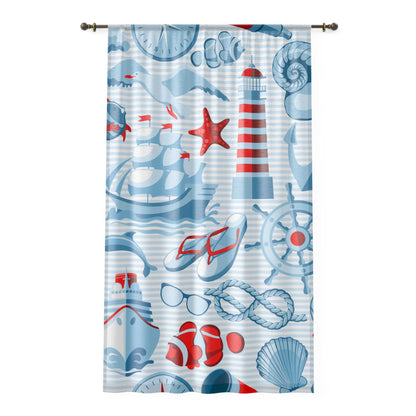 Day At The Beach Ocean Marin Designs | Premium Window Curtain | by Far Out Prints & Co.