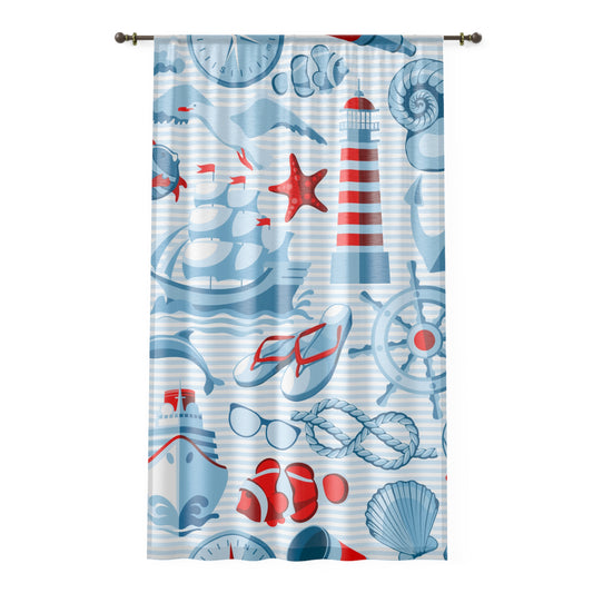 Day At The Beach Ocean Marin Designs | Premium Window Curtain | by Far Out Prints & Co.