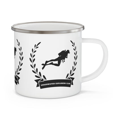 Enamel Cup Mug for Him Her Birthday Underwater Explorers Club Scuba Diving Gift Ocean Marine Life Lover Diver Themed Present Enamel Cup Gift