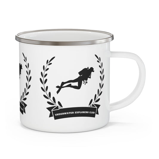 Enamel Cup Mug for Him Her Birthday Underwater Explorers Club Scuba Diving Gift Ocean Marine Life Lover Diver Themed Present Enamel Cup Gift
