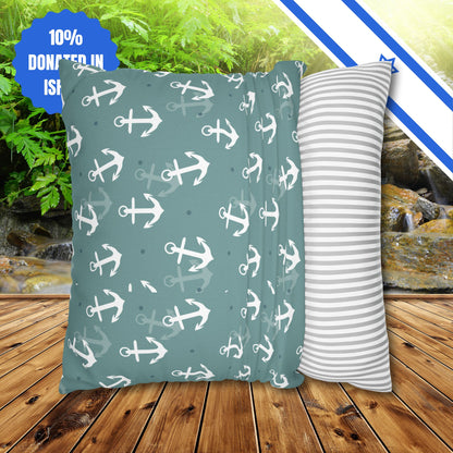 Square Pillowcase Gift Present Him Her His Her Adult Kid Home Decor House Couch Sofa Marine Ocean Conservation Lover Navy Anchors Ocean