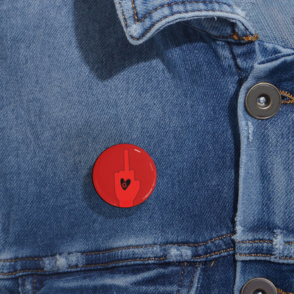 Red Bloody Hands Middle Finger - Pin Buttons Pins - Israel Israeli Jewish Judaism Judaica - by Far Out Prints & Co.