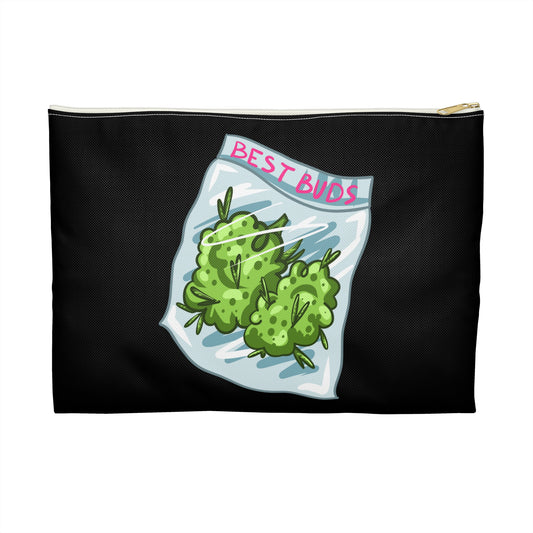 Best Buds - Accessory Pouch Black - Stoner Cannabis Weed Jewish Israeli Israel - by Far Out Prints & Co.