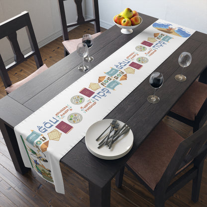 Happy Passover Design Pesach Pharoah Moses | Israel Israeli Judaism Judaica Jewish Holiday Themed | Table Runner | by Far Out Prints & Co.