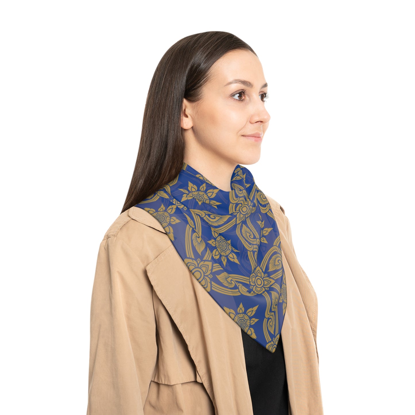 Gold and Dark Blue Design | Jewish Judaism Judaica Israel Israeli Art | Poly Scarf | by Far Out Prints & Co