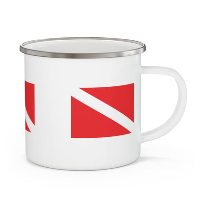 Enamel Cup Mug Gift Scuba Diver Down Flag Premium Enamel Cup Diving Gift Diver Theme Present Dive Operation Center Birthday Present Mug Gift