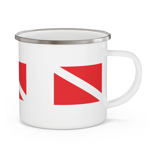 Enamel Cup Mug Gift Scuba Diver Down Flag Premium Enamel Cup Diving Gift Diver Theme Present Dive Operation Center Birthday Present Mug Gift