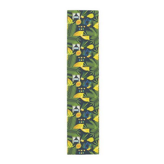 Sukkot Sukkoth Succot Succoth Sukkos Sukkus Sukkoth Sukot Sucot Jewish Table Runner Israel Israeli Hebrew Judaism Holiday Table Runner