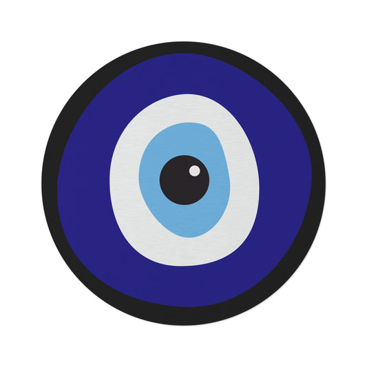 Ain Ha'ra Evil Eye Protection - Round Rug - Israeli Art Jewish Judaica Native - by Far Out Prints & Co.