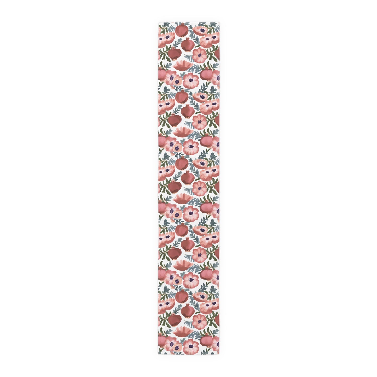 Rosh Hashanah Rosh HaShanah Rosh HaShana Rosh Ha-Shanah Pomegranate Anemone Flower Jewish Table Runner Israel Israeli Hebrew Table Runner
