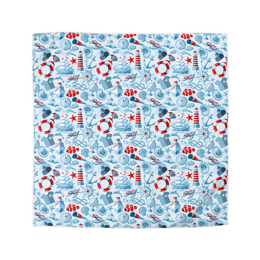 Duvet Cover Blanket for Him Her Gift Ocean Lover Present Orca Killer Whale Dolphin Pattern Navy Nautical Marine Life Sea Kids Adults Comfy