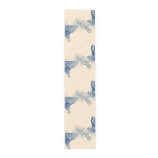 Blue and Golden Flecks | Table Runner | Israel Israeli Judaism Judaica Jewish Holiday Themed | by Far Out Prints & Co.