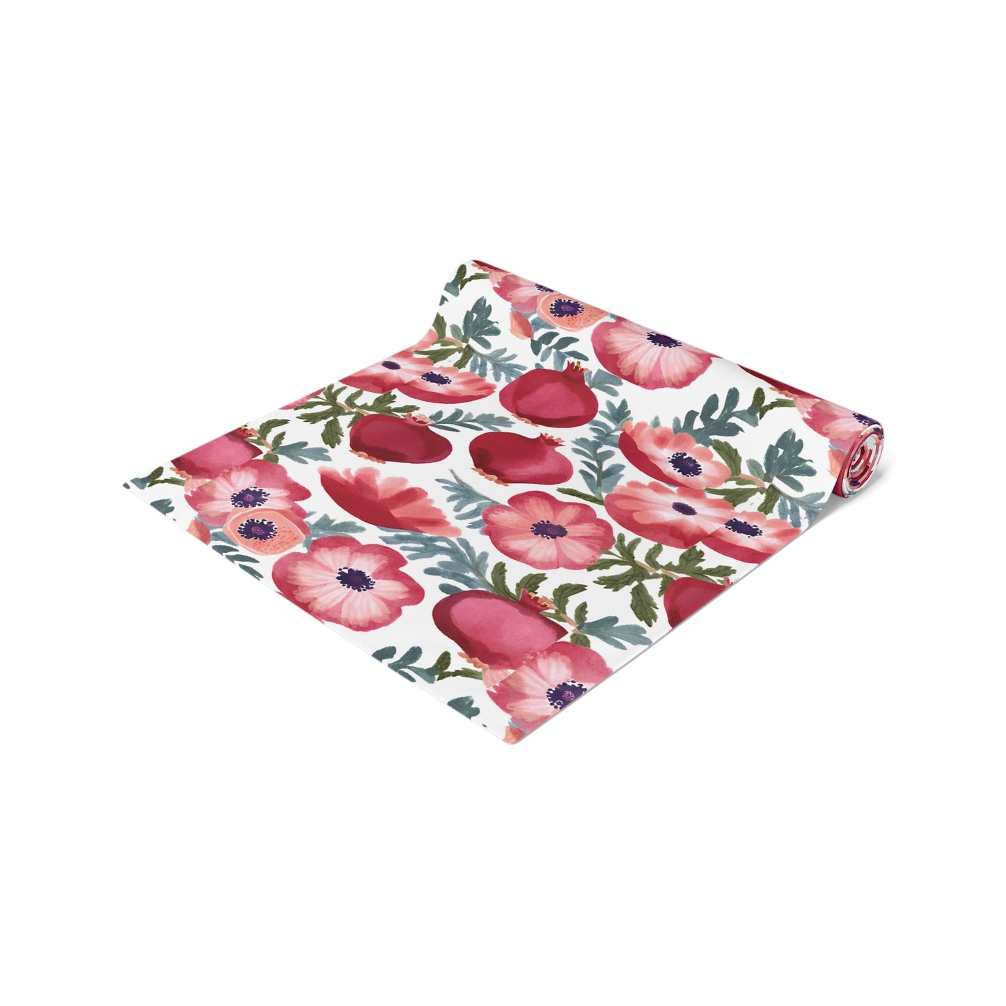 Rosh Hashanah Rosh HaShanah Rosh HaShana Rosh Ha-Shanah Pomegranate Anemone Flower Jewish Table Runner Israel Israeli Hebrew Table Runner