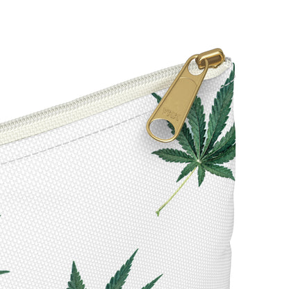 Marijuana Pattern - Accessory Pouch White - Embrace Hebrew Slang - Stoner Cannabis Weed Jewish Israeli Israel - by Far Out Prints & Co.