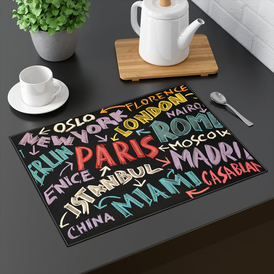 Around the World - Chalk Colors Pattern Design Gift Table Home - Placemat, 1pc -  by Far Out Prints & Co.