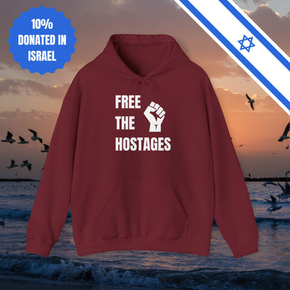 Free The Hostages | Unisex Hooded Sweatshirt | Israel Israeli Jewish Judaism Bring Them Home Stand With Us | by Far Out Prints & Co.