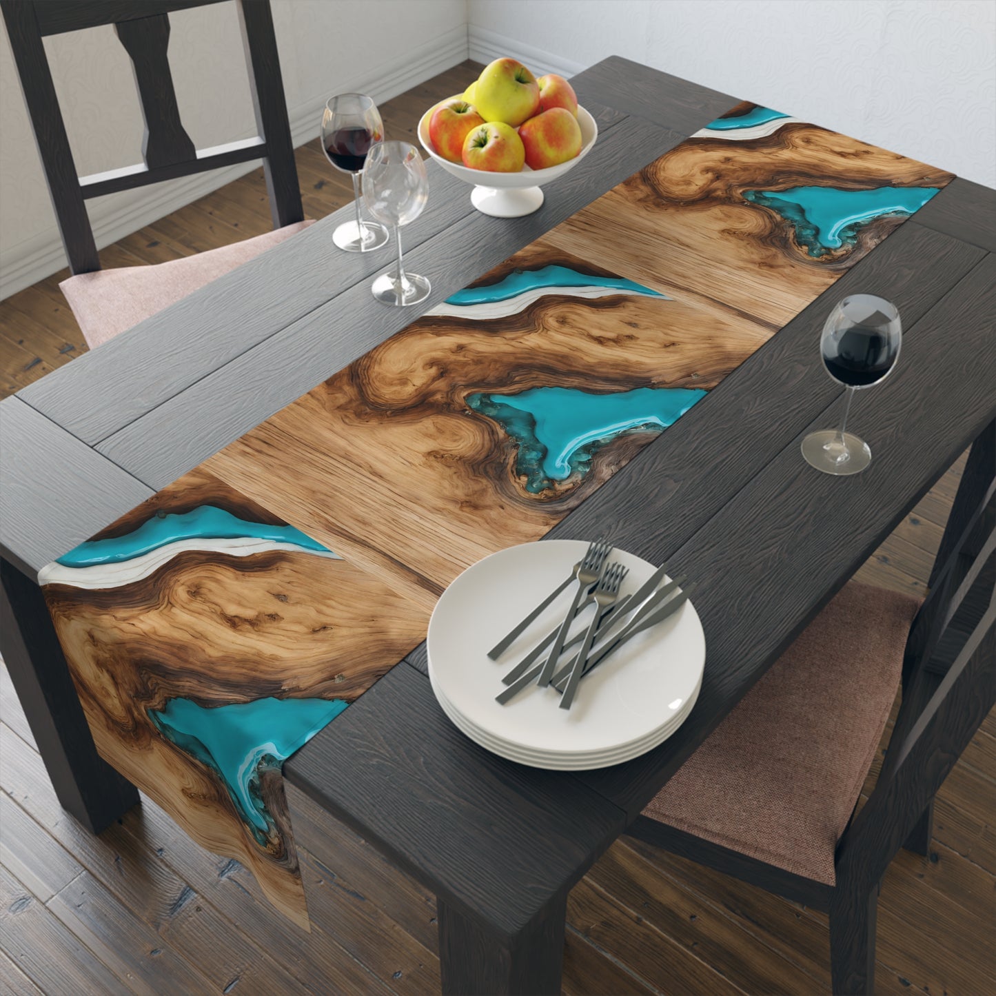 Wood Epoxy Resin Turqoise Design Table Runner Israel Israeli Judaism Judaica Jewish Gifts Presents Him Her | by Far Out Prints & Co.