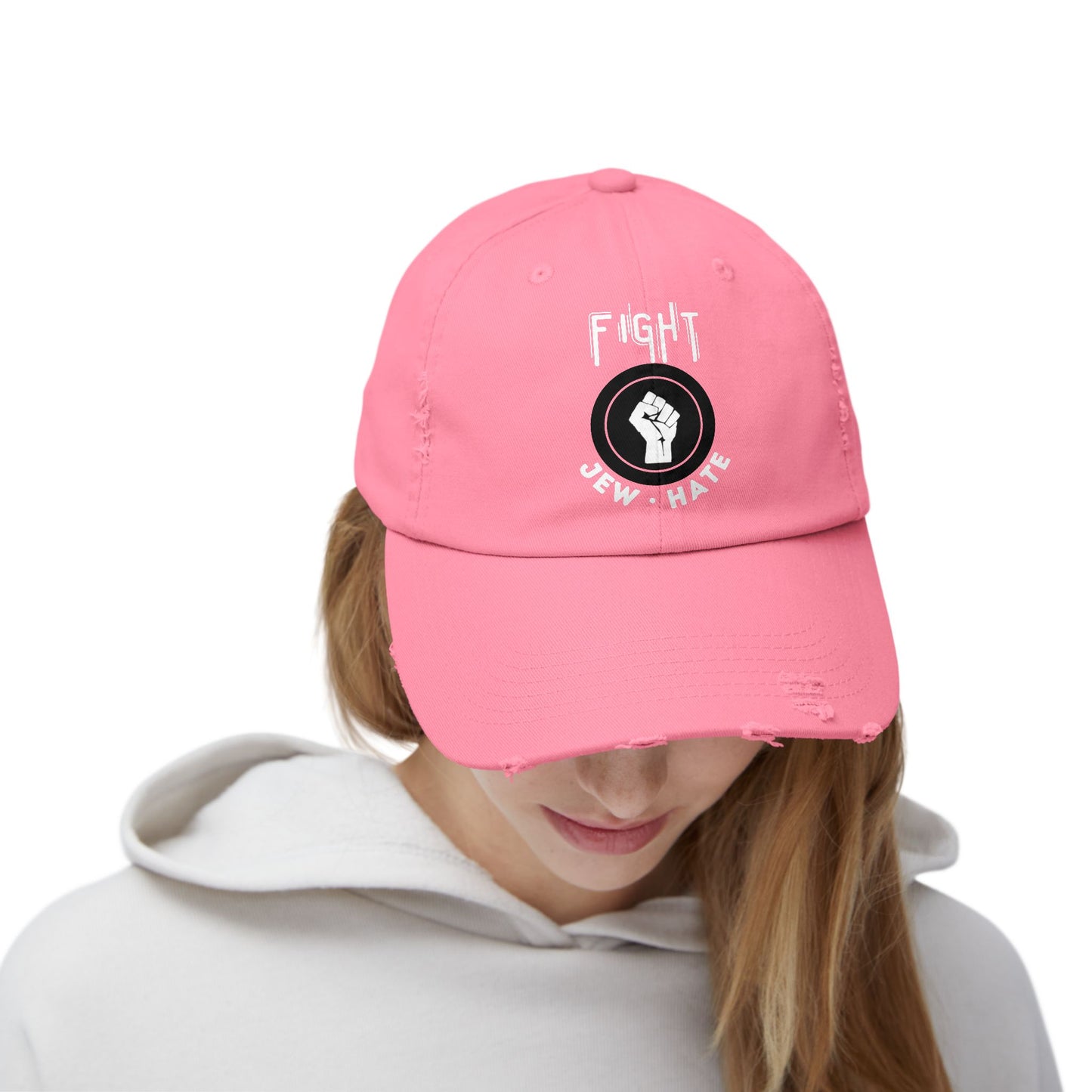 Fight Jew Hate - Unisex Distressed Cap Hats - Jewish Judaism Israel Israeli Zionist Zionism Stand With Us Fight Hate - Far Out Prints & Co.